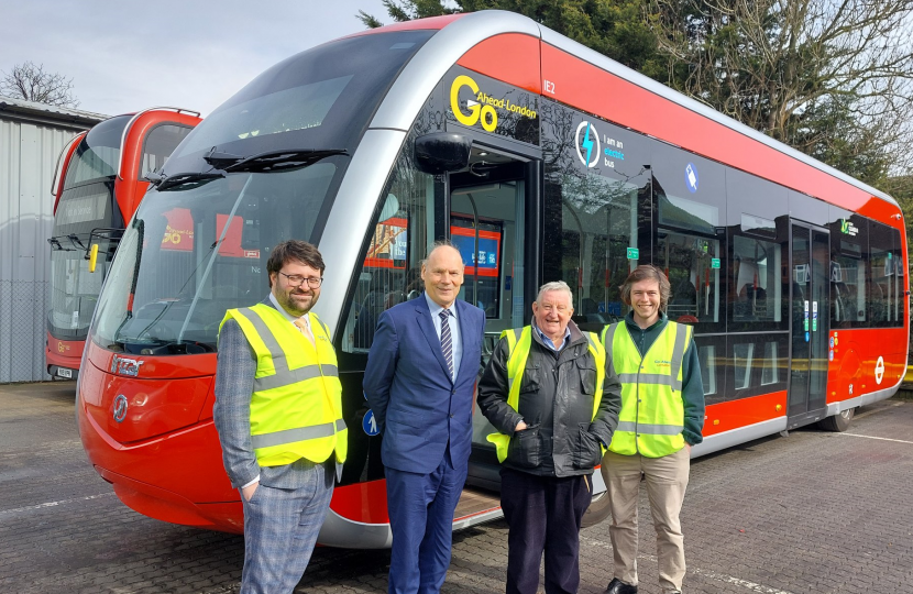Councillors Turrell, Tickner, Bennett and Rowlands with the new 358 bus 