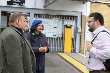 Councillors Lee, Michael and Turrell at Hayes Station